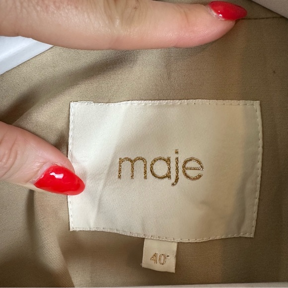 Maje Tan Trench Coat With Adjustable Waist - Picture 7 of 9